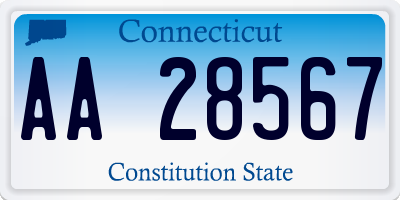 CT license plate AA28567