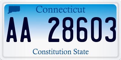 CT license plate AA28603