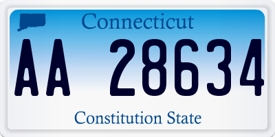 CT license plate AA28634