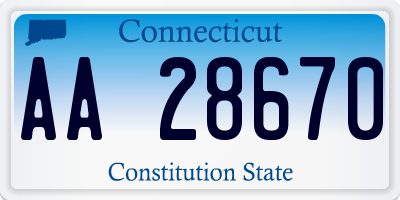 CT license plate AA28670