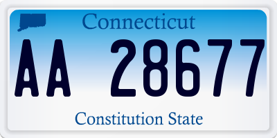 CT license plate AA28677