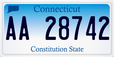 CT license plate AA28742