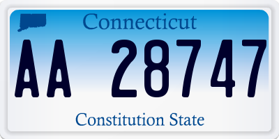 CT license plate AA28747