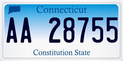 CT license plate AA28755