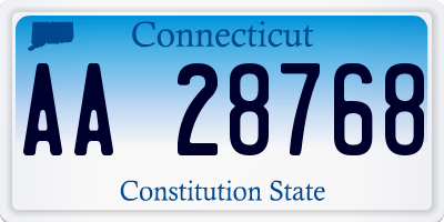 CT license plate AA28768