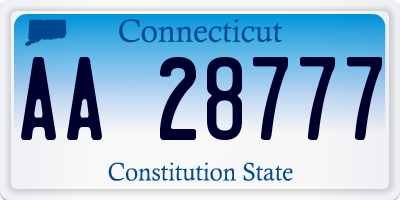 CT license plate AA28777