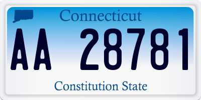 CT license plate AA28781