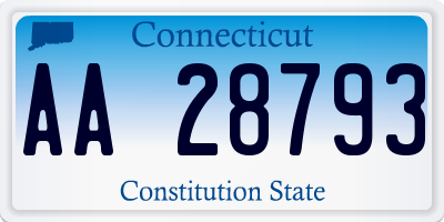 CT license plate AA28793