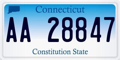 CT license plate AA28847