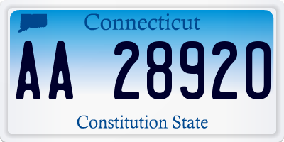 CT license plate AA28920