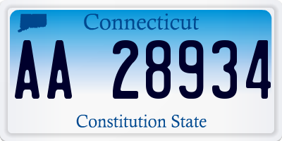 CT license plate AA28934