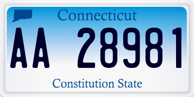 CT license plate AA28981