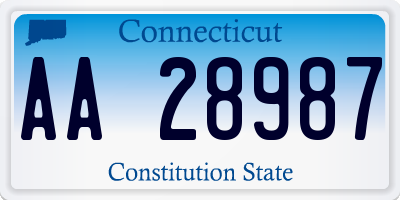 CT license plate AA28987