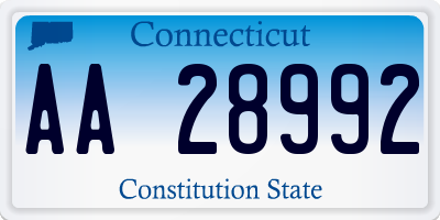 CT license plate AA28992