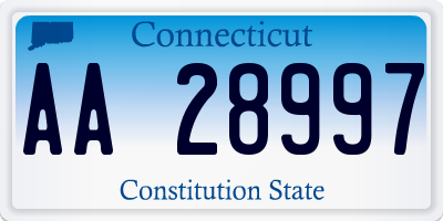 CT license plate AA28997