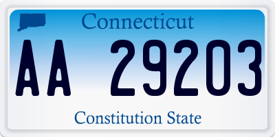 CT license plate AA29203