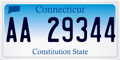 CT license plate AA29344