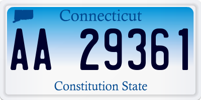 CT license plate AA29361