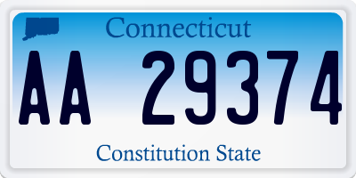 CT license plate AA29374