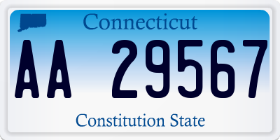 CT license plate AA29567