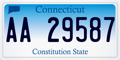 CT license plate AA29587