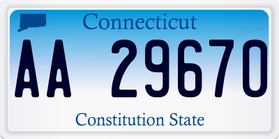 CT license plate AA29670