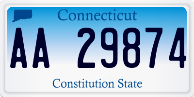 CT license plate AA29874