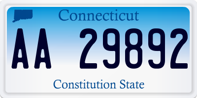 CT license plate AA29892