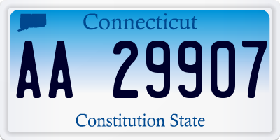 CT license plate AA29907