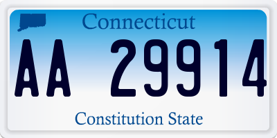 CT license plate AA29914