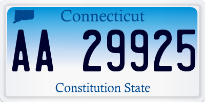 CT license plate AA29925