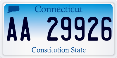 CT license plate AA29926