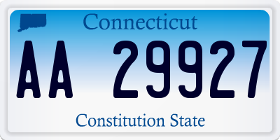 CT license plate AA29927