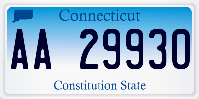 CT license plate AA29930