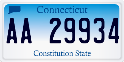 CT license plate AA29934