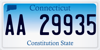 CT license plate AA29935