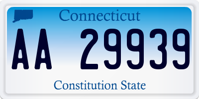 CT license plate AA29939