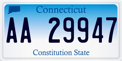 CT license plate AA29947