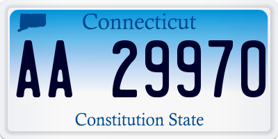 CT license plate AA29970
