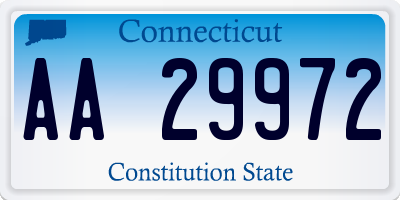 CT license plate AA29972