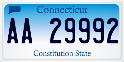 CT license plate AA29992