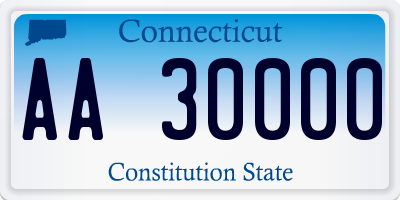 CT license plate AA30000