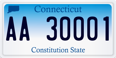 CT license plate AA30001