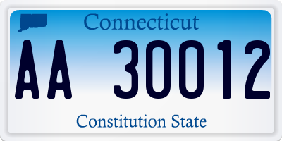 CT license plate AA30012