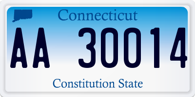 CT license plate AA30014