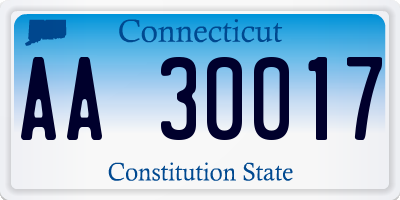 CT license plate AA30017