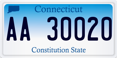 CT license plate AA30020