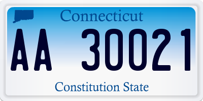 CT license plate AA30021