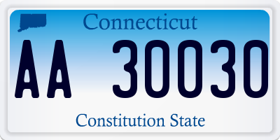 CT license plate AA30030