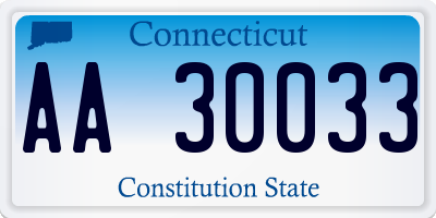 CT license plate AA30033